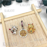 925 Year Series Lucky Cat Calf Rotating Charm Set