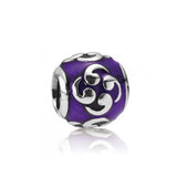 925 Violet Enamel Inlaid Wave Bead Charms Chinese Element Jewelry