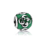 925 Violet Enamel Inlaid Wave Bead Charms Chinese Element Jewelry