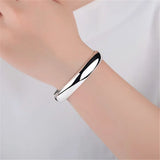 925 Silver Women's Charm Bracelet Smooth Open Mouth Bracelet Gift