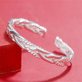925 Silver Women's Charm Bracelet Smooth Open Mouth Bracelet Gift