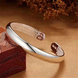 925 Silver Women's Charm Bracelet Smooth Open Mouth Bracelet Gift