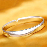 925 Silver Women's Charm Bracelet Smooth Open Mouth Bracelet Gift
