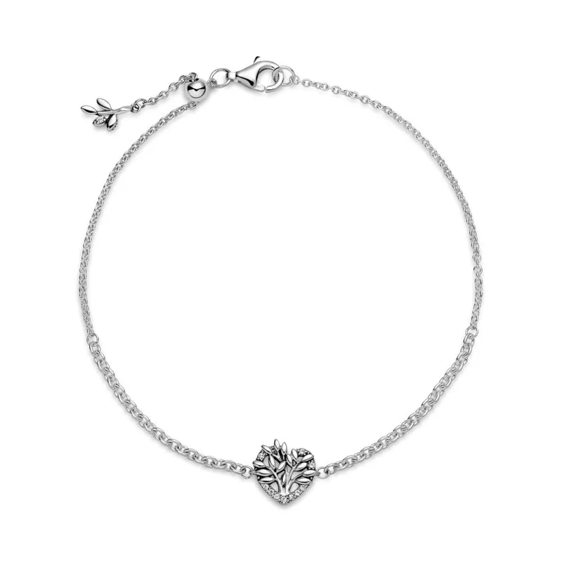 925 Silver Heart Family Tree Chain Bracelet Party DIY Jewelry