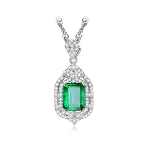 Ethnic Emerald Pendant Necklace 925 Sterling Silver Wedding Jewelry Gift