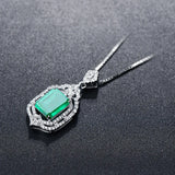 Ethnic Emerald Pendant Necklace 925 Sterling Silver Wedding Jewelry Gift