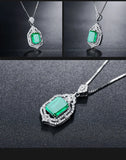 Ethnic Emerald Pendant Necklace 925 Sterling Silver Wedding Jewelry Gift