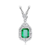 Ethnic Emerald Pendant Necklace 925 Sterling Silver Wedding Jewelry Gift