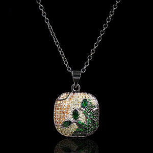 Green Zircon Pendant Necklace For Women Party Wedding