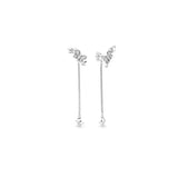 S925 Silver Leaf Tassel Earrings for Girls