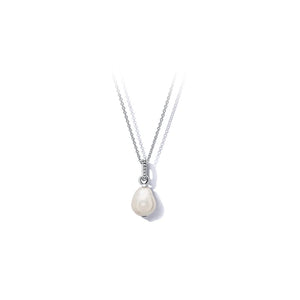 Sterling Silver Baroque Pearl Hoop Necklace Earrings Set