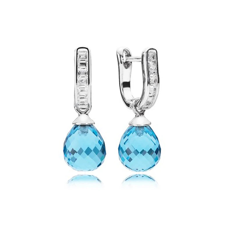 Transparent CZ & Sky Crystal Earrings for Women