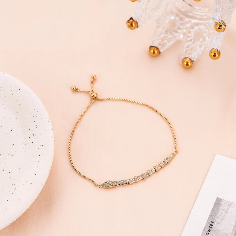 Snake Shaple Women's Adjustable Bracelet with Zircon Decor