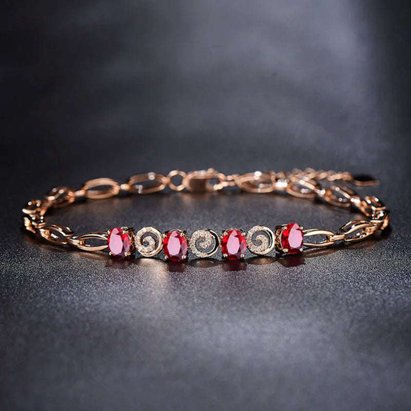 Pigeon Blood Red Tourmaline Gemstone Bracelet