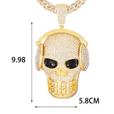 Skull Skeleton Pendant Necklace 13mm Cuban Chain Jewelry