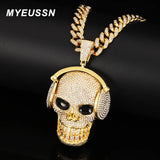 Skull Skeleton Pendant Necklace 13mm Cuban Chain Jewelry