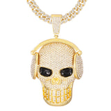 Skull Skeleton Pendant Necklace 13mm Cuban Chain Jewelry