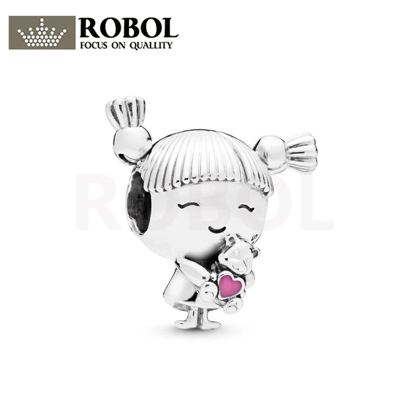 925 Silver Little Girl with Ponytail Charm