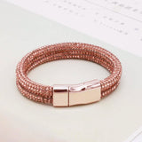 Crystal Bracelets Double Mesh Full Crystal Magnetic Clasp Wrap Bracelet