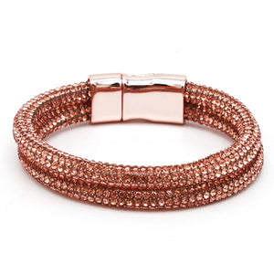 Crystal Bracelets Double Mesh Full Crystal Magnetic Clasp Wrap Bracelet