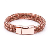 Crystal Bracelets Double Mesh Full Crystal Magnetic Clasp Wrap Bracelet