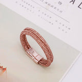 Crystal Bracelets Double Mesh Full Crystal Magnetic Clasp Wrap Bracelet