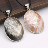 Hot Natural Shell Alloy Orange Oval Pendant Necklace