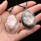 Hot Natural Shell Alloy Orange Oval Pendant Necklace