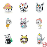 Rabbit Unicorn Panda Donut Girl Beads Silver 925 Bracelet