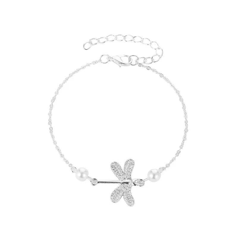 Personality Beach Dragonfly Anklet Pearl Foot Ornament