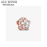 925 Sterling Silver Rose Beads for Charm Bracelet DIY Jewelry