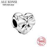 925 Sterling Silver Heart Pan Beads for Charm Bracelets