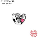 925 Sterling Silver Love Heart Charm Beads