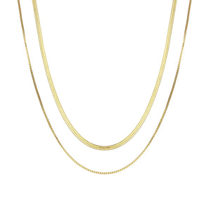 Hypoallergenic 14K Plated Herringbone Chain Necklace