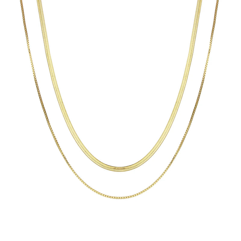 Hypoallergenic 14K Plated Herringbone Chain Necklace