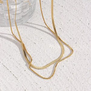 Hypoallergenic 14K Plated Herringbone Chain Necklace