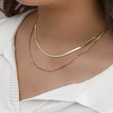 Hypoallergenic 14K Plated Herringbone Chain Necklace