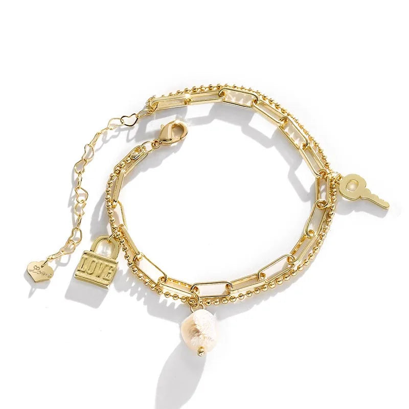 High Plated Double-layer Chain Bracelet For Women