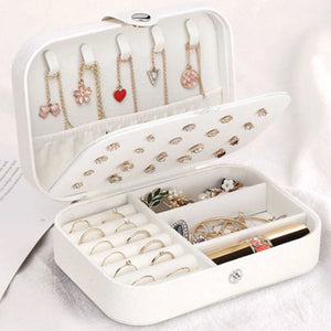 Travel Jewelry Case Portable Leather Storage Zipper