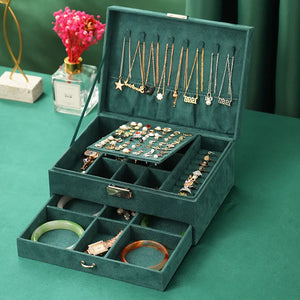 Double-Layer Jewelry Box Organizer with Lock
