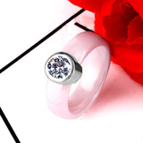 Crystal Stainless Steel Ring Pink Romantic Wedding Engagement Gift