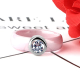 Crystal Stainless Steel Ring Pink Romantic Wedding Engagement Gift
