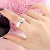 Crystal Stainless Steel Ring Pink Romantic Wedding Engagement Gift