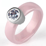 Crystal Stainless Steel Ring Pink Romantic Wedding Engagement Gift