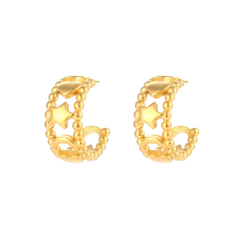 18K Plated Stainless Steel Hoop Earrings for Girls