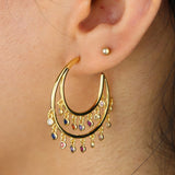 Colorful Cz Geometric Hoop Earrings