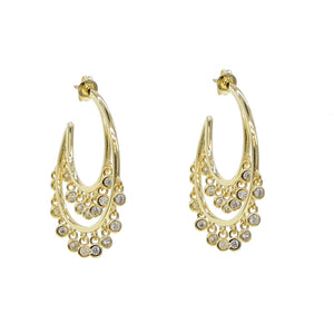 Colorful Cz Geometric Hoop Earrings