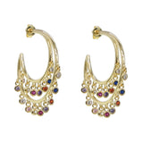 Colorful Cz Geometric Hoop Earrings