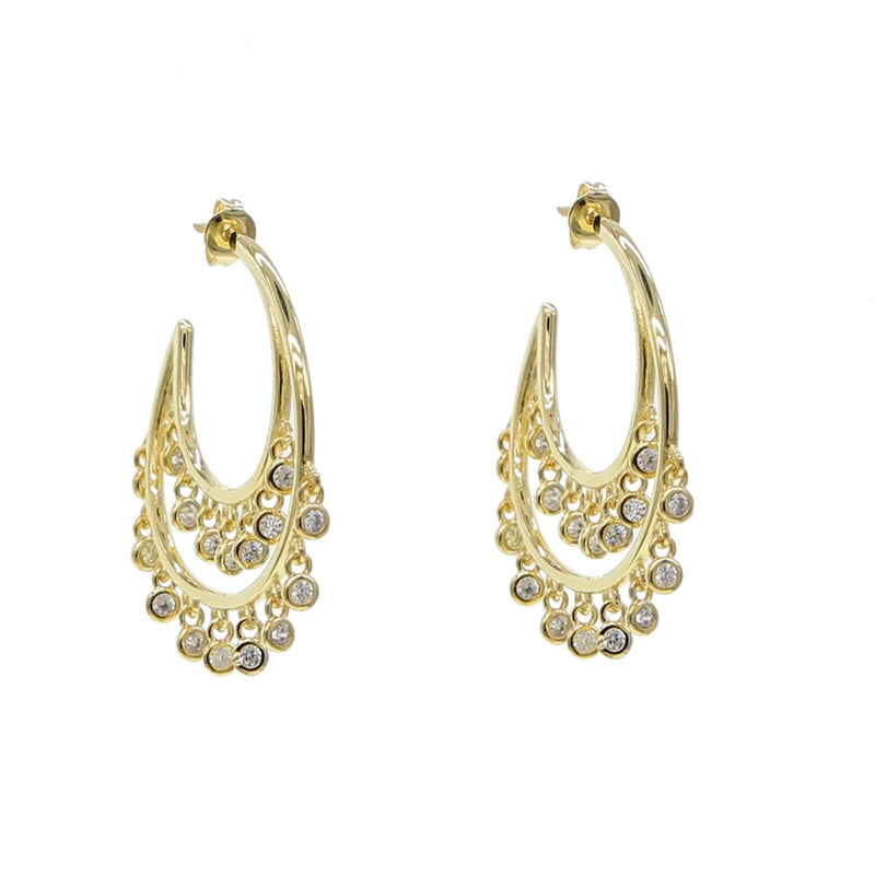 Colorful Cz Geometric Hoop Earrings