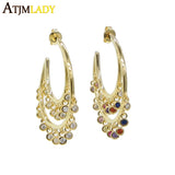 Colorful Cz Geometric Hoop Earrings